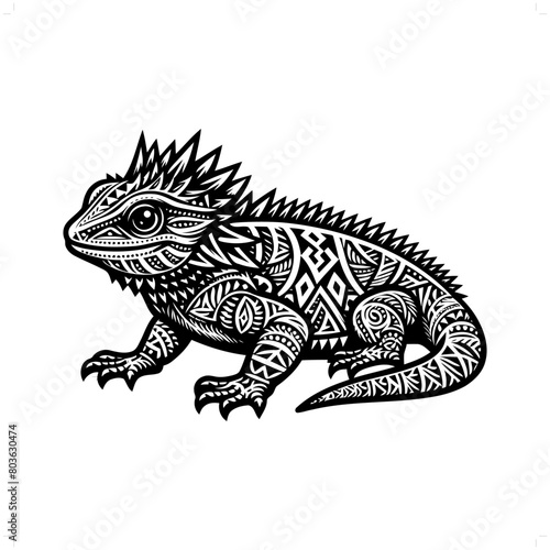 lizard reptile silhouette in animal ethnic  polynesia tribal illustration