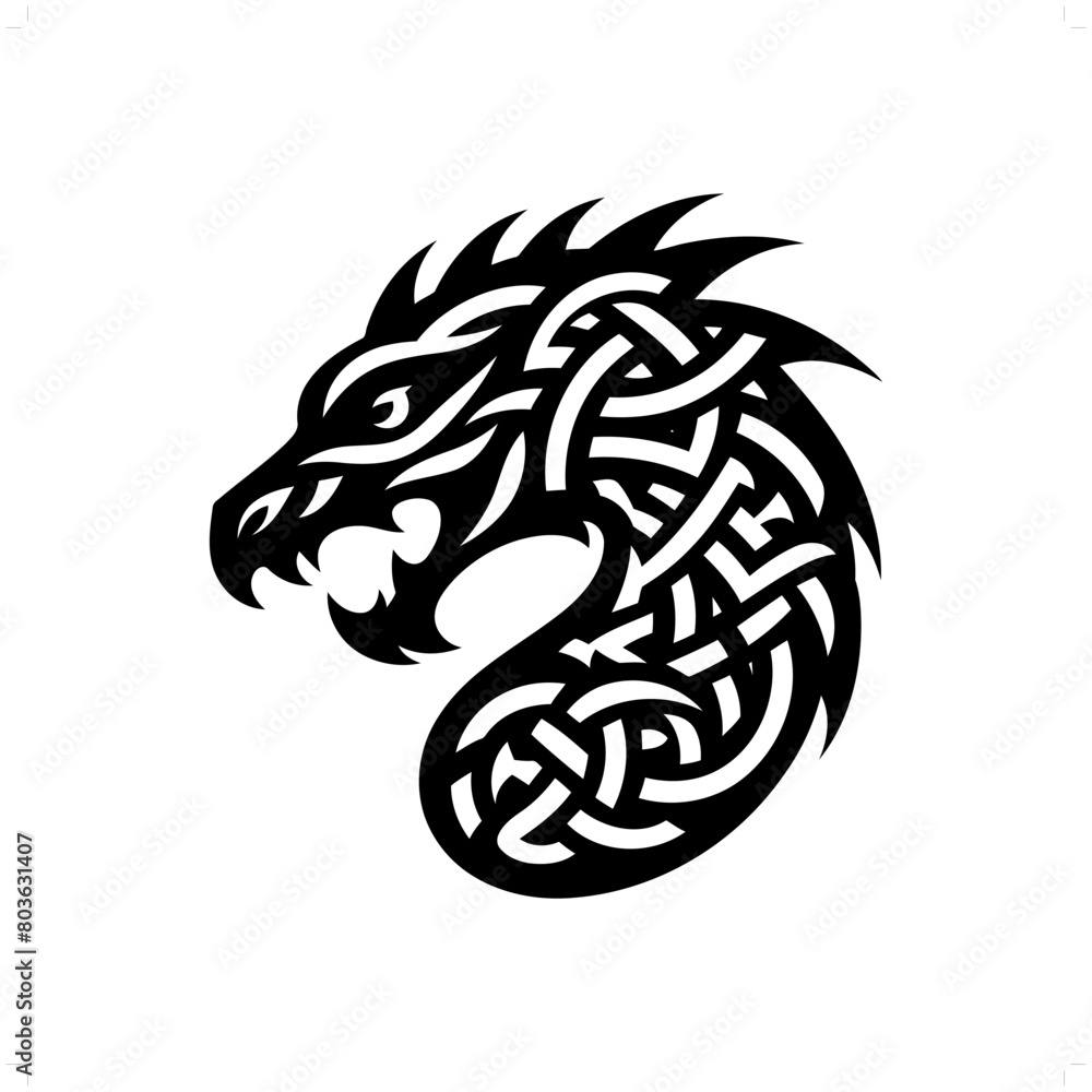 komodo dragon silhouette in animal celtic knot, irish, nordic illustration komodo dragon silhouette in animal celtic knot, irish, nordic illustration