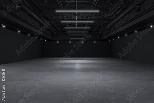 Empty hall exhibition centre.The backdrop for exhibition stands, booth,market,trade show.Conversation for activity,meeting.Arena for entertainment,event,sports.Indoor  for Factory,showroom.3d render. photo