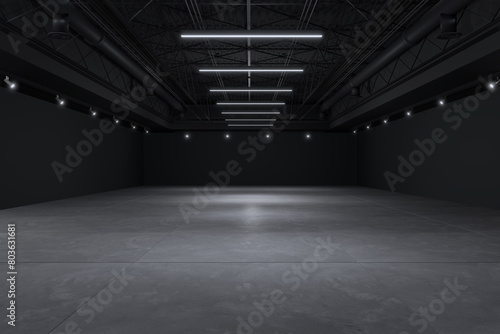Empty hall exhibition centre.The backdrop for exhibition stands, booth,market,trade show.Conversation for activity,meeting.Arena for entertainment,event,sports.Indoor  for Factory,showroom.3d render.