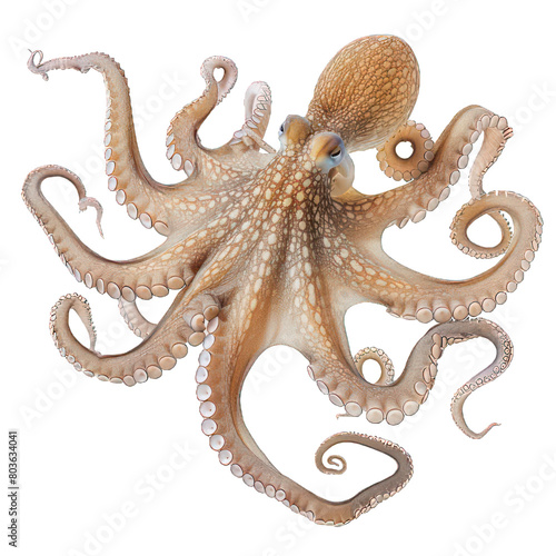 side view of octopus transparent isolated on white png