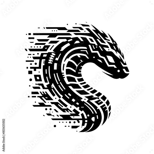 snake, cobra silhouette in animal cyberpunk, modern futuristic illustration