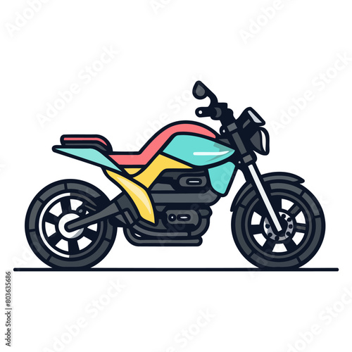 An icon representing a motorcycle  rendered in a vector style with a streamlined frame  two wheels