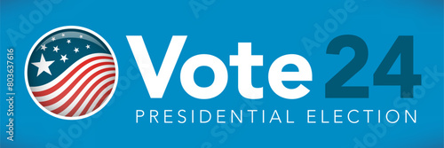 Voting 2024 Icon with Vote, Government, and Patriotic Symbolism and Colors