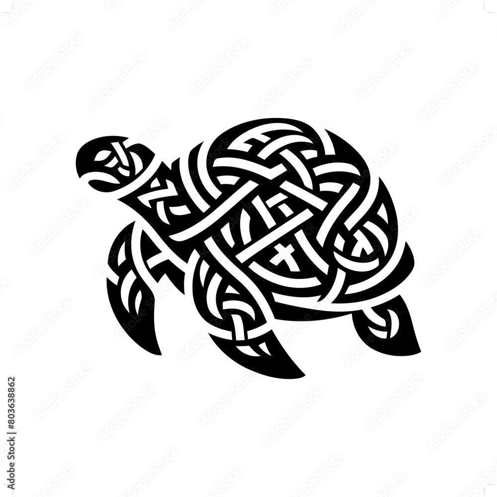 turtle, tortoise silhouette in animal celtic knot, irish, nordic illustration turtle, tortoise silhouette in animal celtic knot, irish, nordic illustration