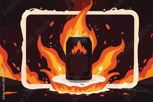 Vector Illustration Template of Beer Beverages with Dynamic Fire Spark Effects for Engaging and Vibrant Design Projects.