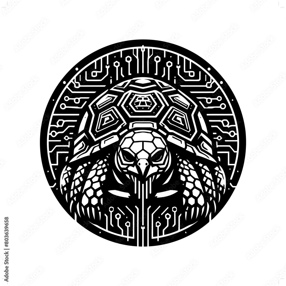 turtle, tortoise silhouette in animal cyberpunk, modern futuristic illustration turtle, tortoise silhouette in animal cyberpunk, modern futuristic illustration