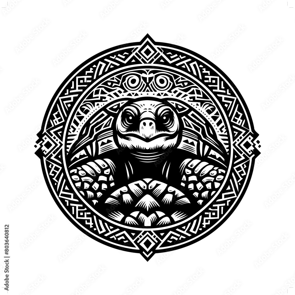 turtle, tortoise silhouette in animal ethnic, polynesia tribal illustration