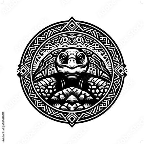 turtle  tortoise silhouette in animal ethnic  polynesia tribal illustration