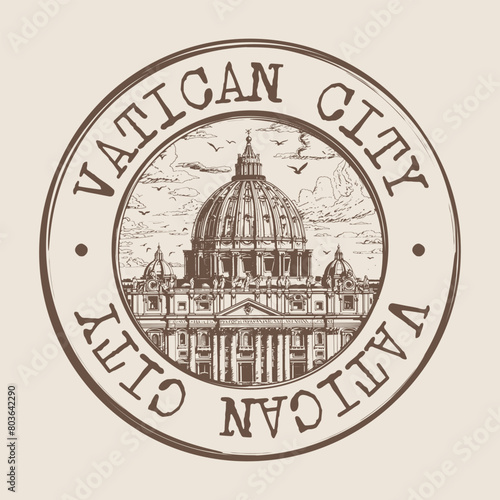 Vatican City Stamp City Postmark. Silhouette Postal Passport. Round Vector Icon. Vintage Postage Design.