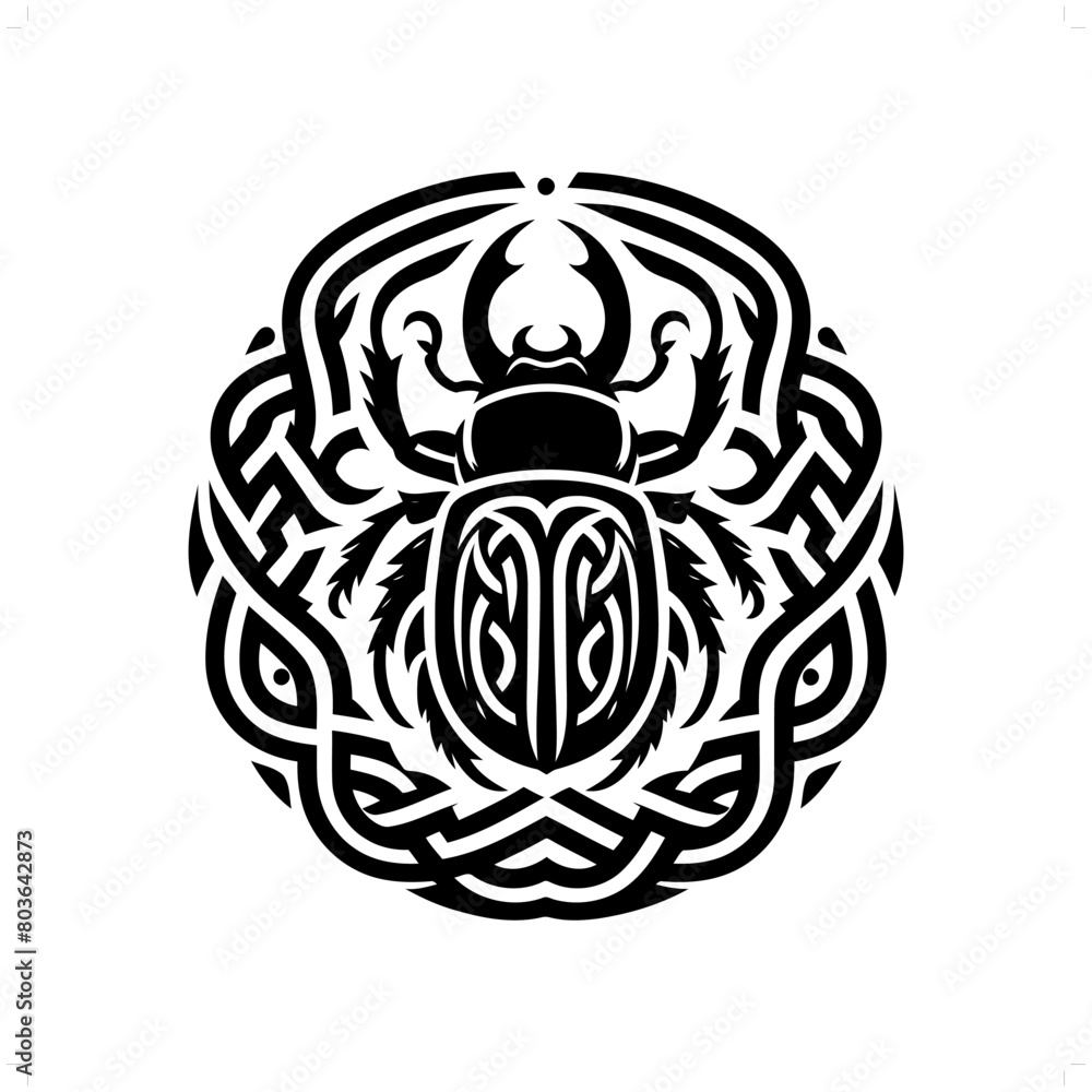 beetle silhouette in animal celtic knot, irish, nordic illustration beetle silhouette in animal celtic knot, irish, nordic illustration