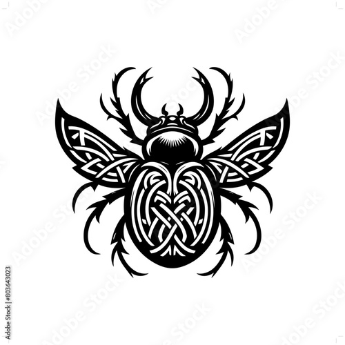 beetle silhouette in animal celtic knot  irish  nordic illustration