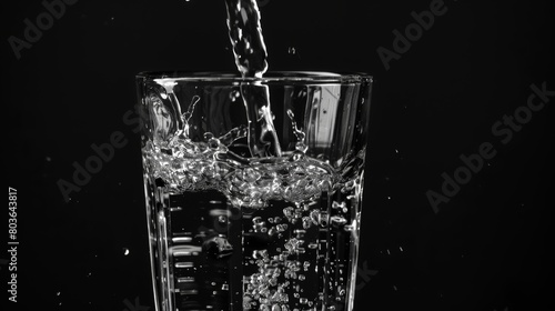 vertical video of water pouring into transparent glass isolated on black. water. Illustrations
