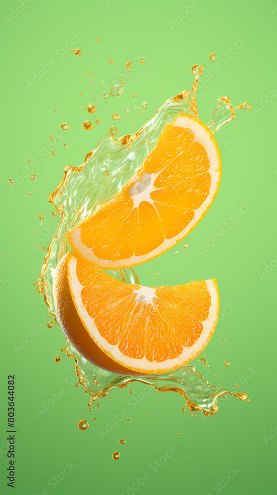 Orange juice splashing in the air, fresh fruit concept Orange juice splashing in the air, fresh fruit concept
