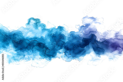 Turquoise watercolor blob design on transparent background.