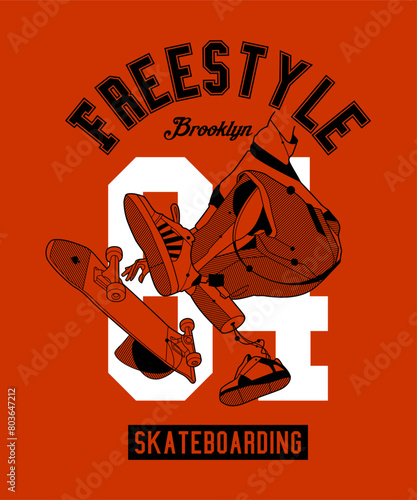 Freestyle skateboarding Vintage art Illustration