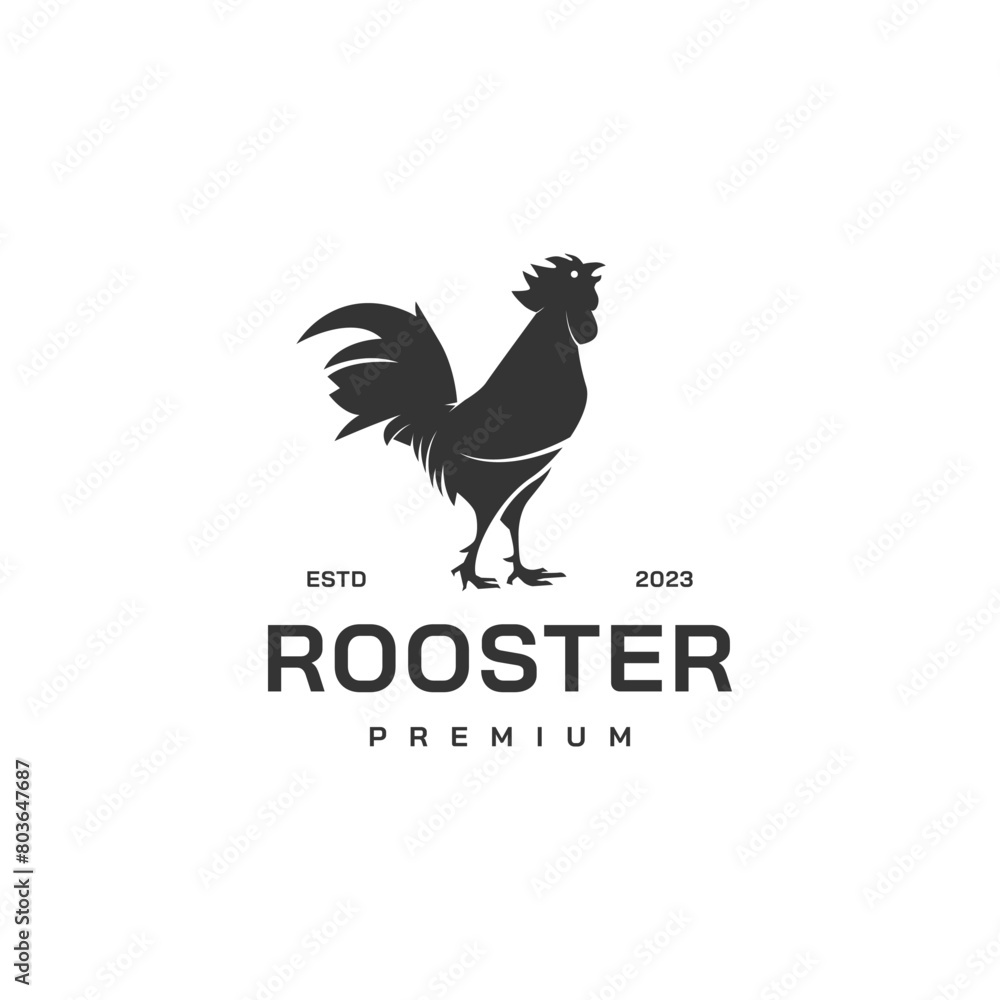 Fototapeta premium rooster silhouette logo design illustration