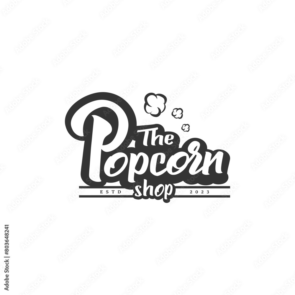Popcorn shop typography modern badge label logo design 2