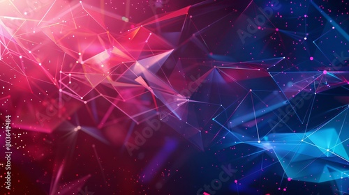 abstract blue and red light with digital connecting dots decoration, with space and gaming background wallpaper