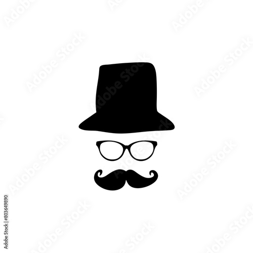 Vintage heads in glasses hat with mustache 