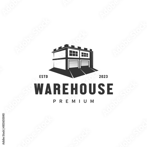 Vintage garage building logo design illustration