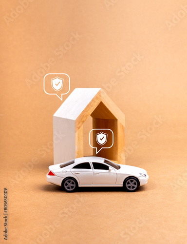 Cuadro en lienzo Home and car insurance concept
