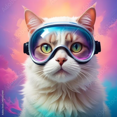 cat with eyes and glasses