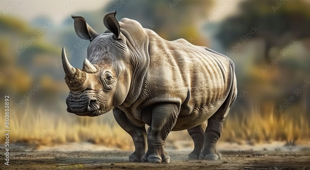 Fototapeta premium Indian Rhinoceros (Rhinoceros unicornis), is a Rhinoceros Species Native to the Indian Subcontinent