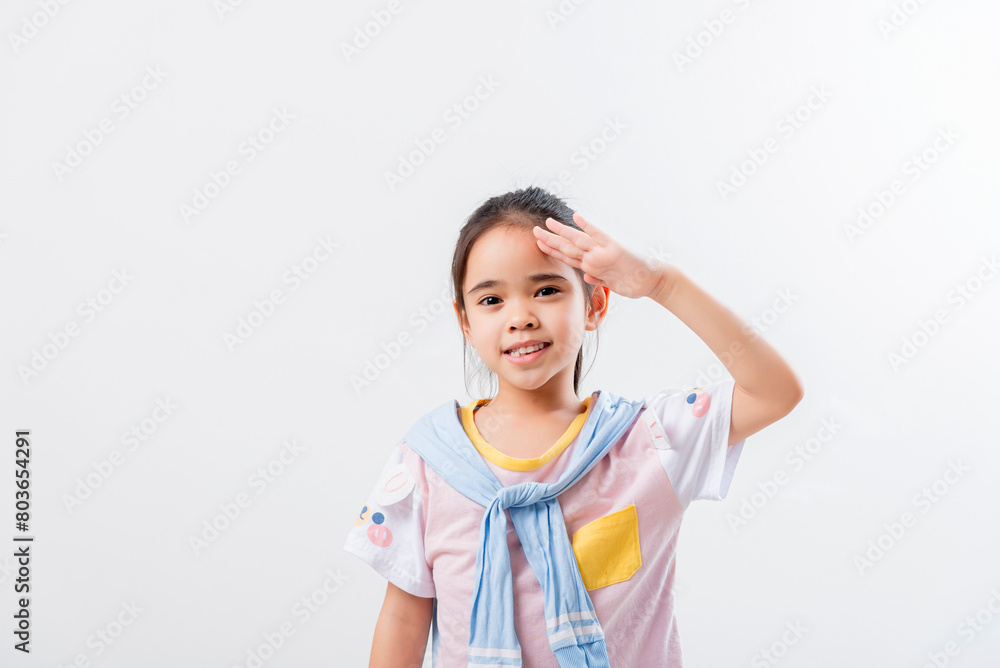Cheerful Asian girl Posing cutely on a white background Cheerful Asian girl Posing cutely on a white background