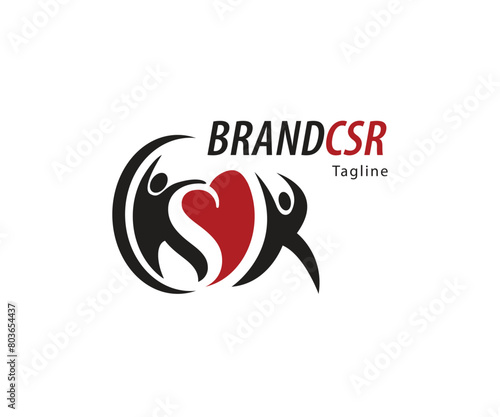 Brand CSR with people and love logo icon design illustration