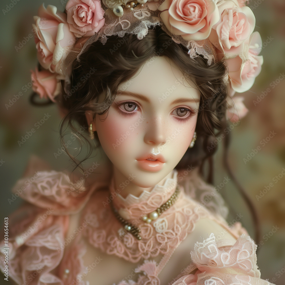 Fantastic Doll in Pink Floral Wreth  