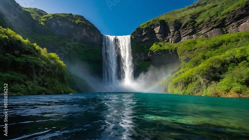 waterfall in the forest  Nature s Symphony Majestic Waterfall in the Wilderness 