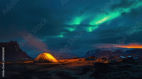 Camping under the Northern Lights in Iceland  waiting for the sky to light up with brilliant colors