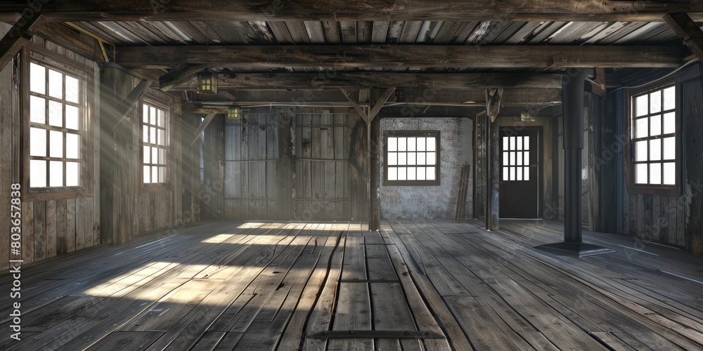 Sunlit Rustic Wooden Cabin Interior Sunlit Rustic Wooden Cabin Interior