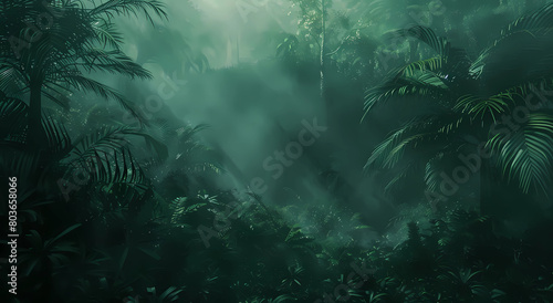 A dense jungle with misty © Food gallery