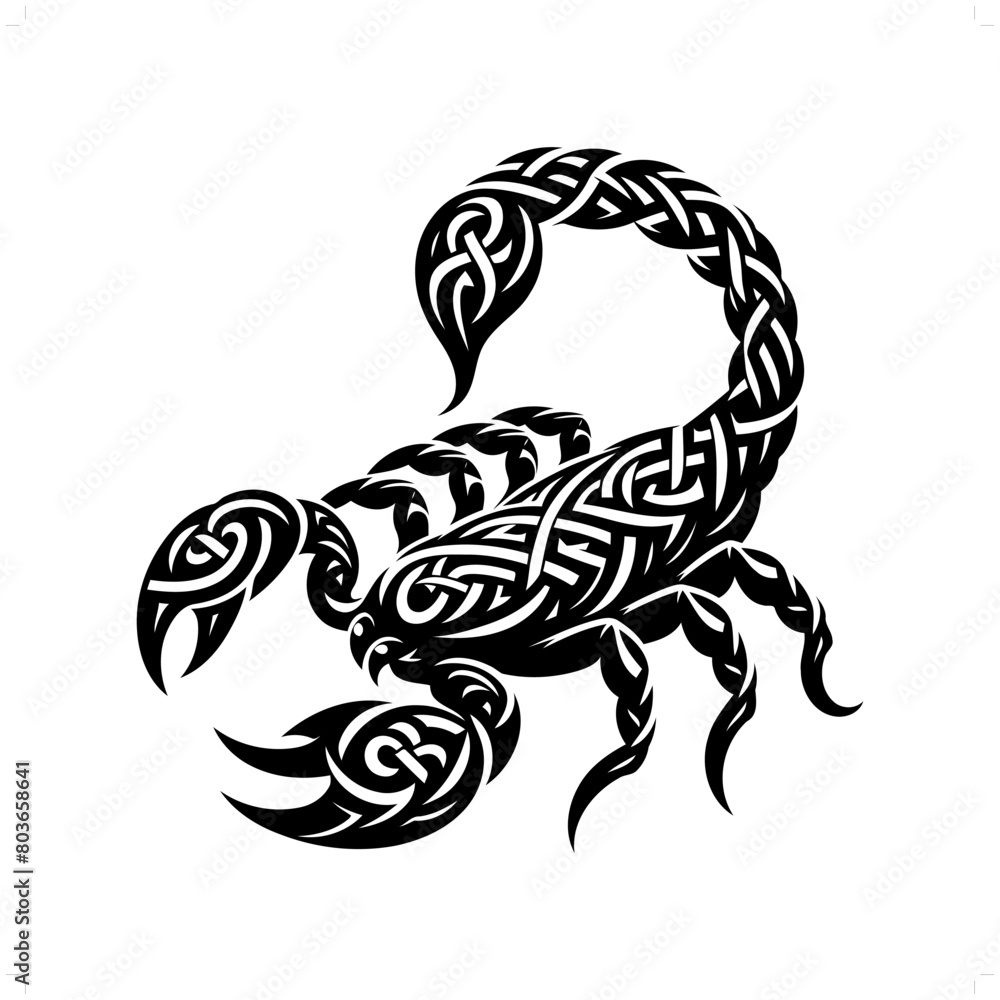 scorpion silhouette in animal celtic knot, irish, nordic illustration scorpion silhouette in animal celtic knot, irish, nordic illustration
