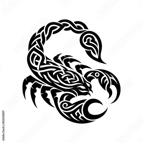 scorpion silhouette in animal celtic knot, irish, nordic illustration