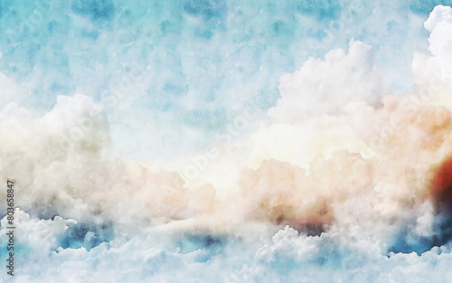 Abstract watercolor clouds art illustration, wallpaper