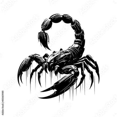 scorpion silhouette in animal cyberpunk  modern futuristic illustration