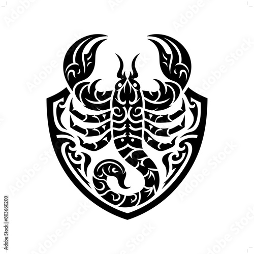 scorpion silhouette in animal ethnic, polynesia tribal illustration