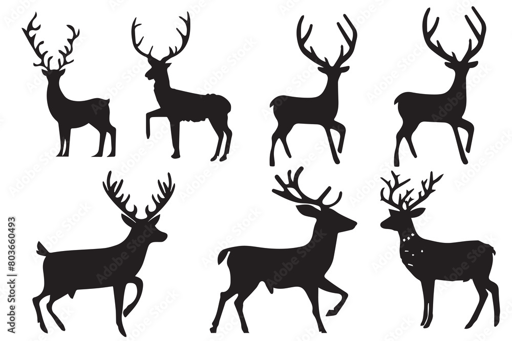 Deer silhouette vector set, Deer silhouette hunting silhouettes pack, Deer vector set, animals silhouette set, Black reindeer silhouettes, Deer vector set Deer silhouette vector set, Deer silhouette hunting silhouettes pack, Deer vector set, animals silhouette set, Black reindeer silhouettes, Deer vector set