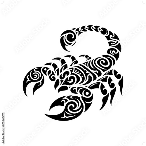 scorpion silhouette in animal ethnic, polynesia tribal illustration