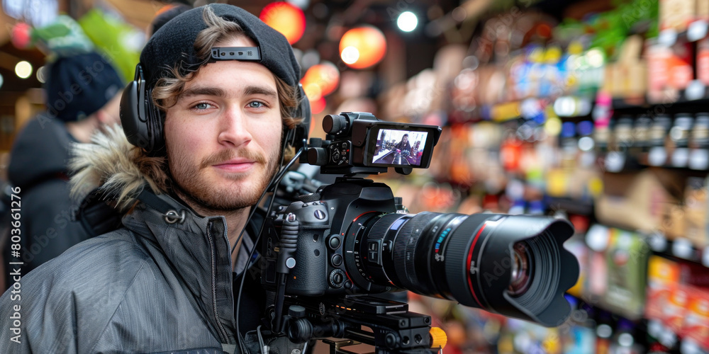A man with a camera is smiling and holding a camera. A man with a camera is smiling and holding a camera.