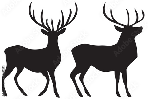 bundle of deer black silhouette Vector design