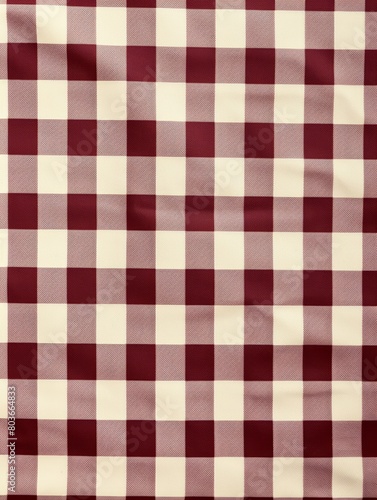 A red and white checkered picnic blanket. 3d rendering , wallpaper texture. 