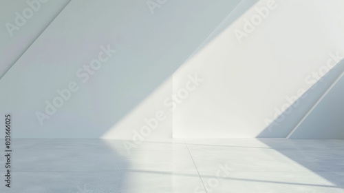 Wallpaper Mural Minimalist space with sunlight casting geometric shadows on white walls Torontodigital.ca