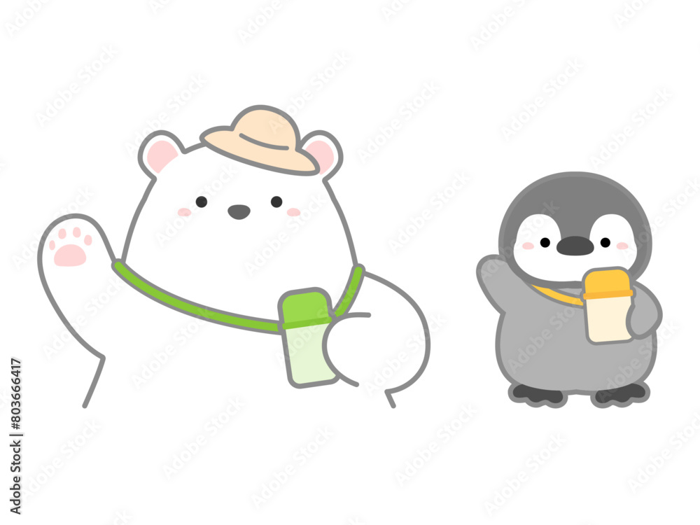 熱中症の予防や対策に関するベクターイラスト、水筒を持ち歩くイメージの挿し絵02 熱中症の予防や対策に関するベクターイラスト、水筒を持ち歩くイメージの挿し絵02