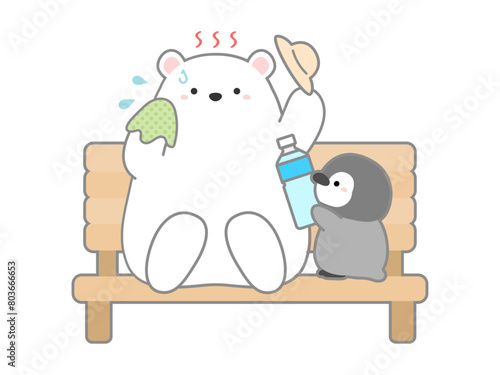 熱中症の予防や注意喚起のための挿し絵イラスト、ベクターイラストの素材