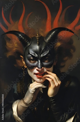 Venetian Masquerade: Portrait of a Devilish Woman