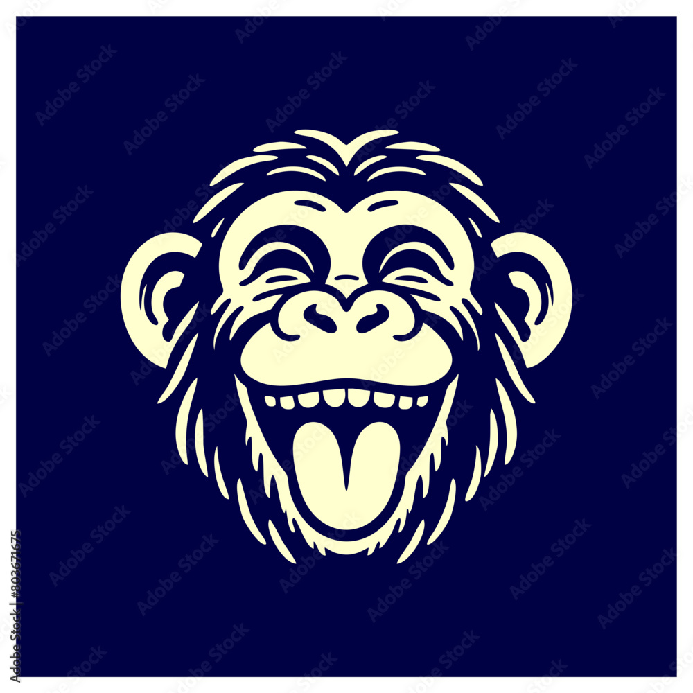 chimp head face smiling tongue out silhouette chimp head face smiling tongue out silhouette